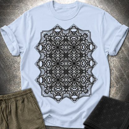 Monochrome Geometric Nexus - Monochrome Geometric Nexus T-Shirt - Light Blue