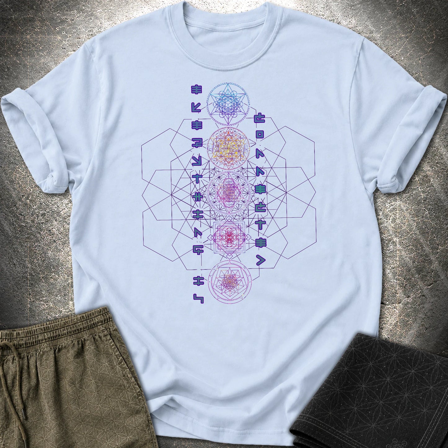 Everything Is Connected Sacred Geometry T-Shirt - Everything Is Connected Sacred Geometry T-Shirt - Light Blue