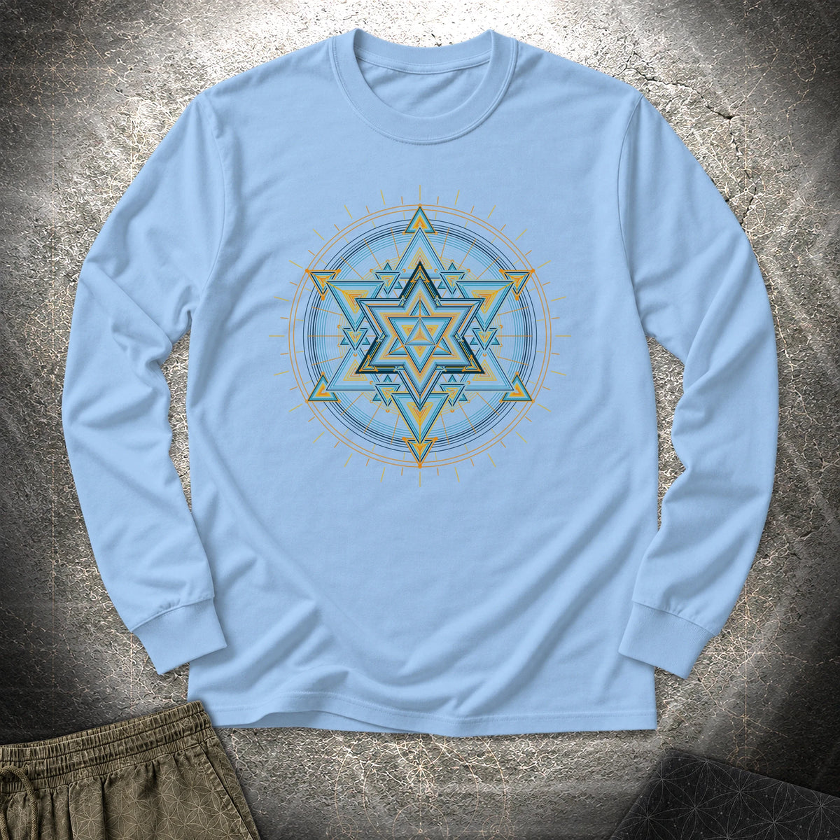 Merkaba Light Matrix - Merkaba Light Matrix Long Sleeve Shirt - Light Blue