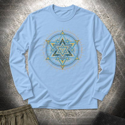 Merkaba Light Matrix - Merkaba Light Matrix Long Sleeve Shirt - Light Blue