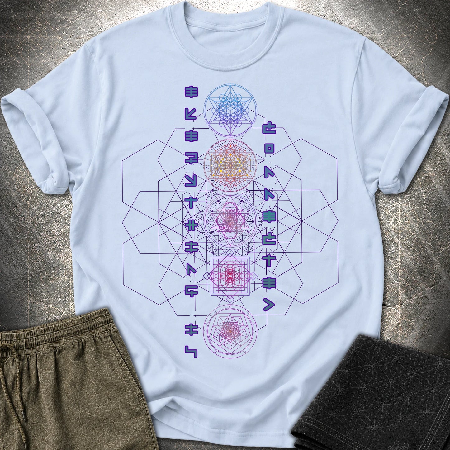Everything Is Connected Sacred Geometry T-Shirt - Everything Is Connected Sacred Geometry T-Shirt - Light Blue