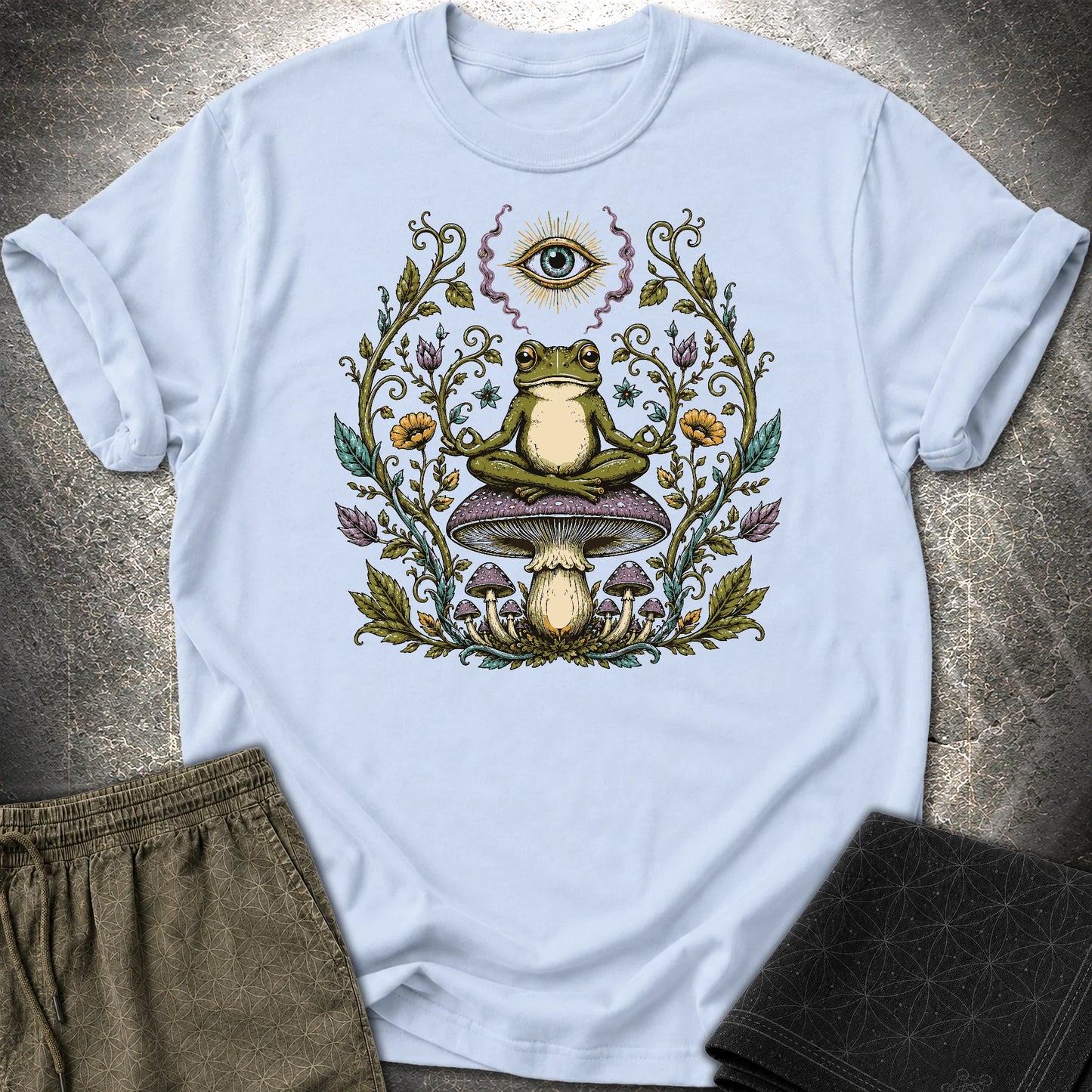 enlightened Frog - enlightened Frog T-Shirt - Light Blue