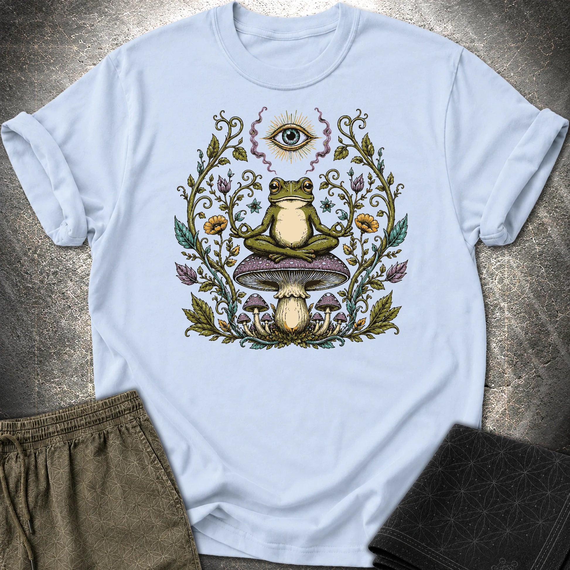 enlightened Frog - enlightened Frog T-Shirt - Light Blue