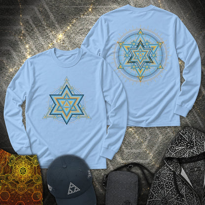 Merkaba Light Matrix 2 Sided - Merkaba Light Matrix 2 Sided Long Sleeve Shirt - Light Blue