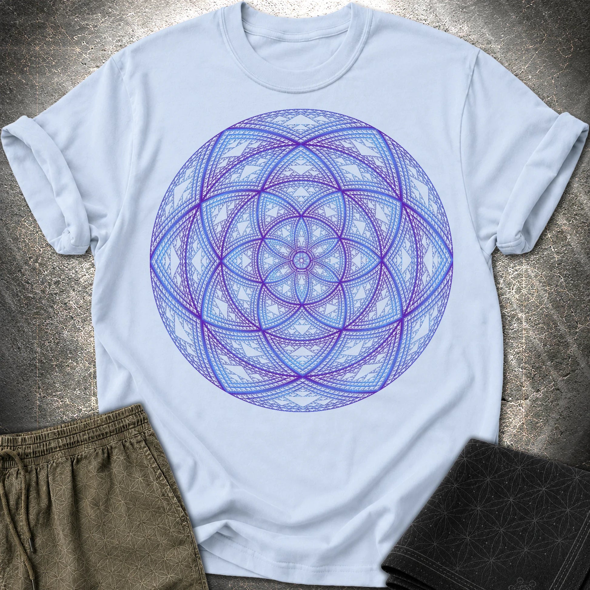 Sierpinski Seed Of Life T-Shirt - Sierpinski Seed Of Life T-Shirt - Light Blue