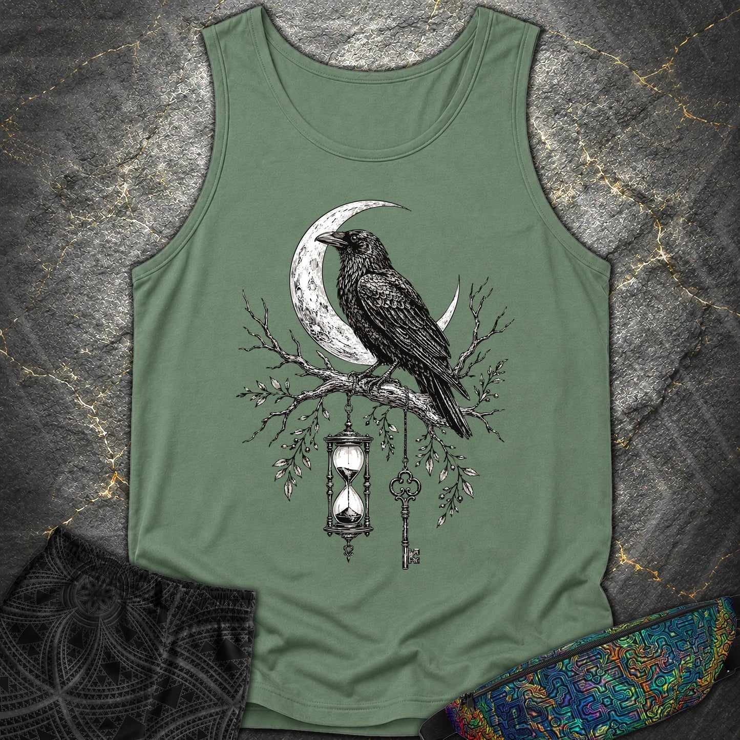 Crow Hourglass Key - Crow Hourglass Key Comfort Tank Top - Light Green