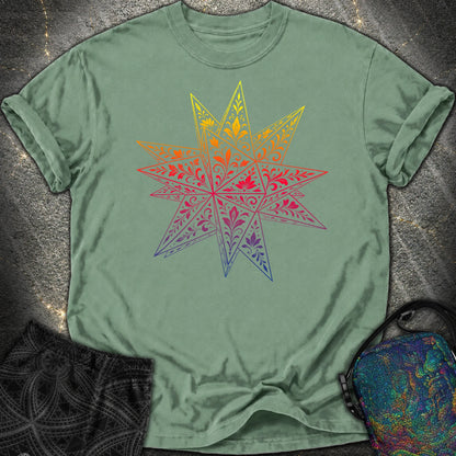 Colorful Stellated Dodecahedron Comfort T-Shirt - Colorful Stellated Dodecahedron Comfort T-Shirt - Light Green