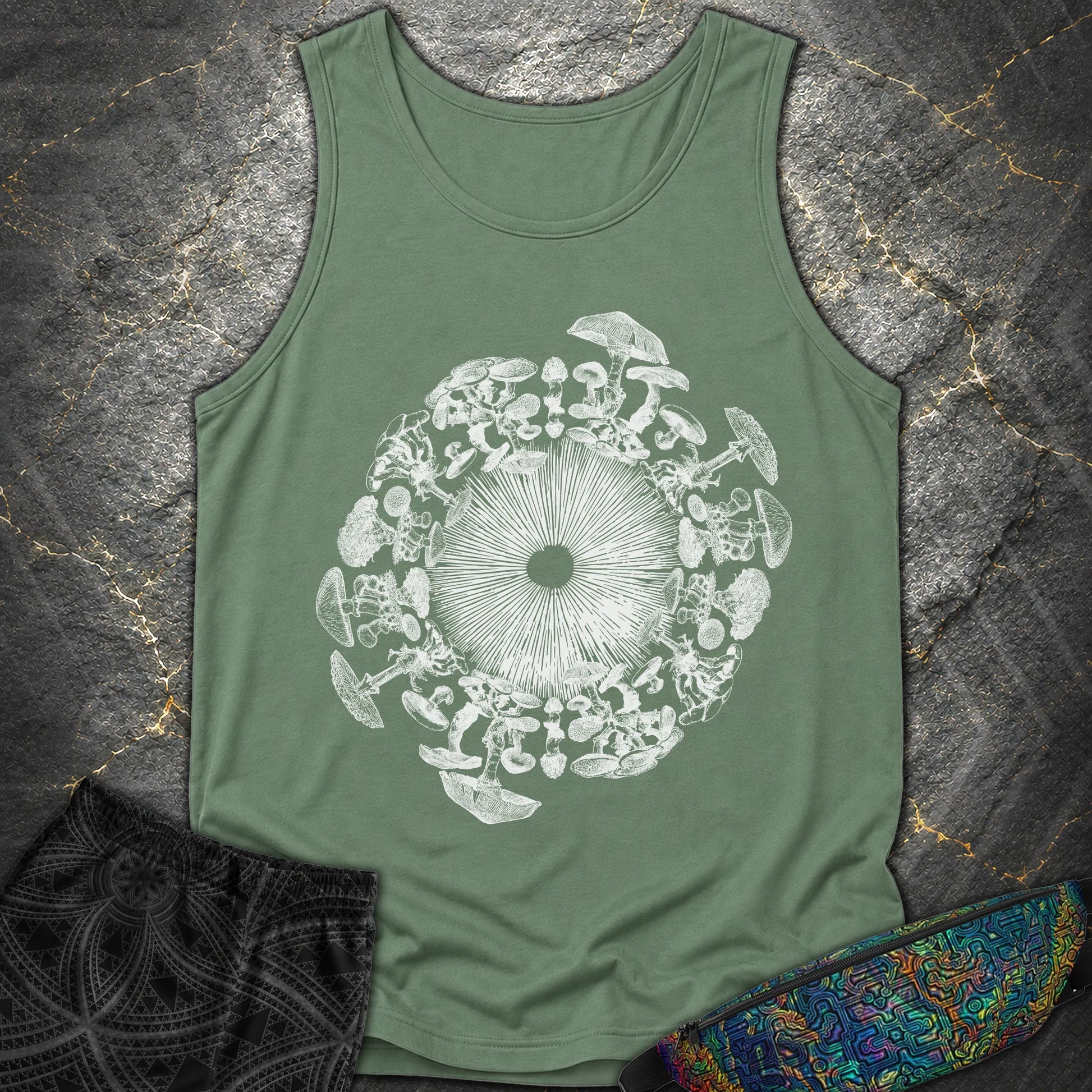 Mushroom Iris - Mushroom Iris Comfort Tank Top - Light Green