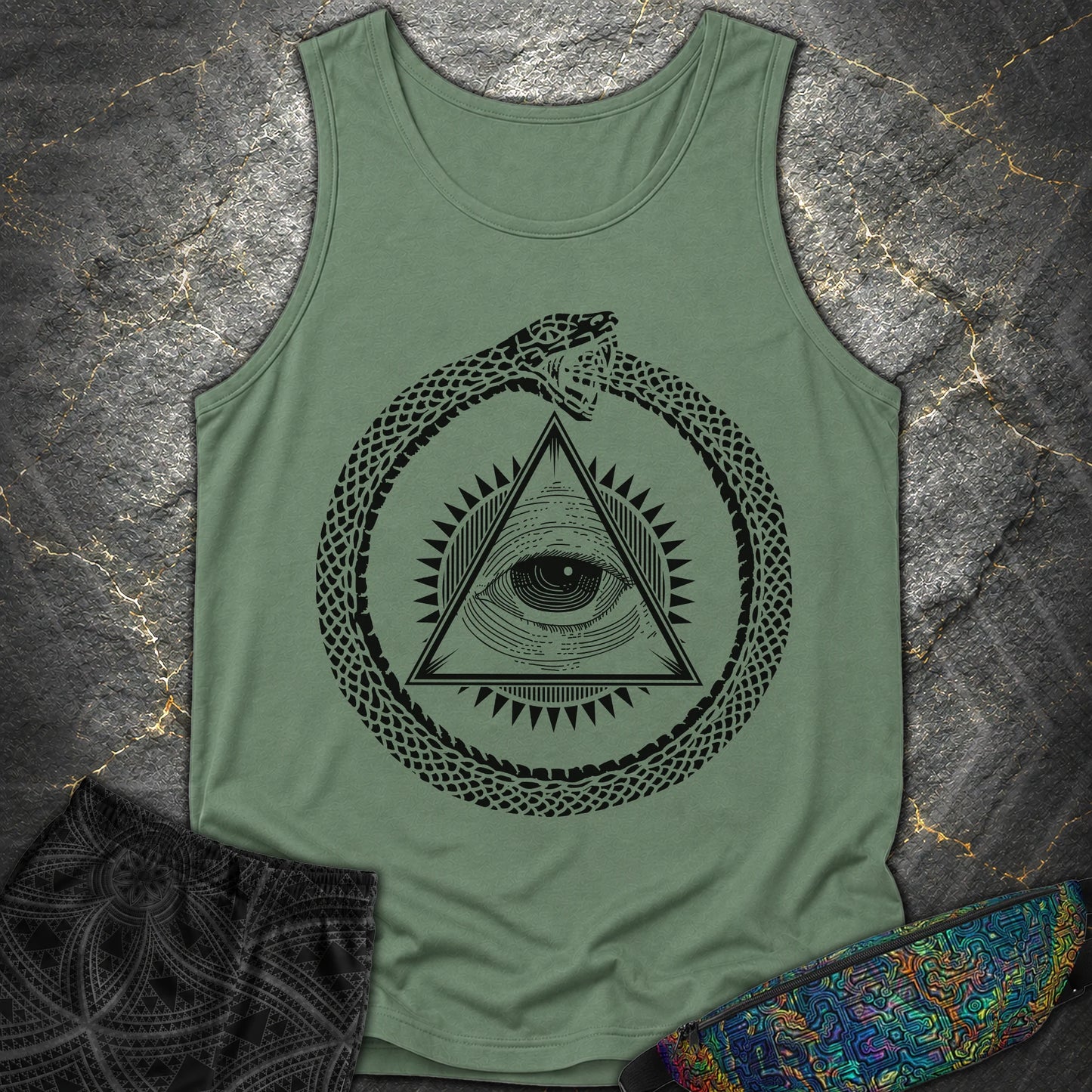 Ouroboros Eye of Providence - Ouroboros Eye of Providence Comfort Tank Top - Light Green