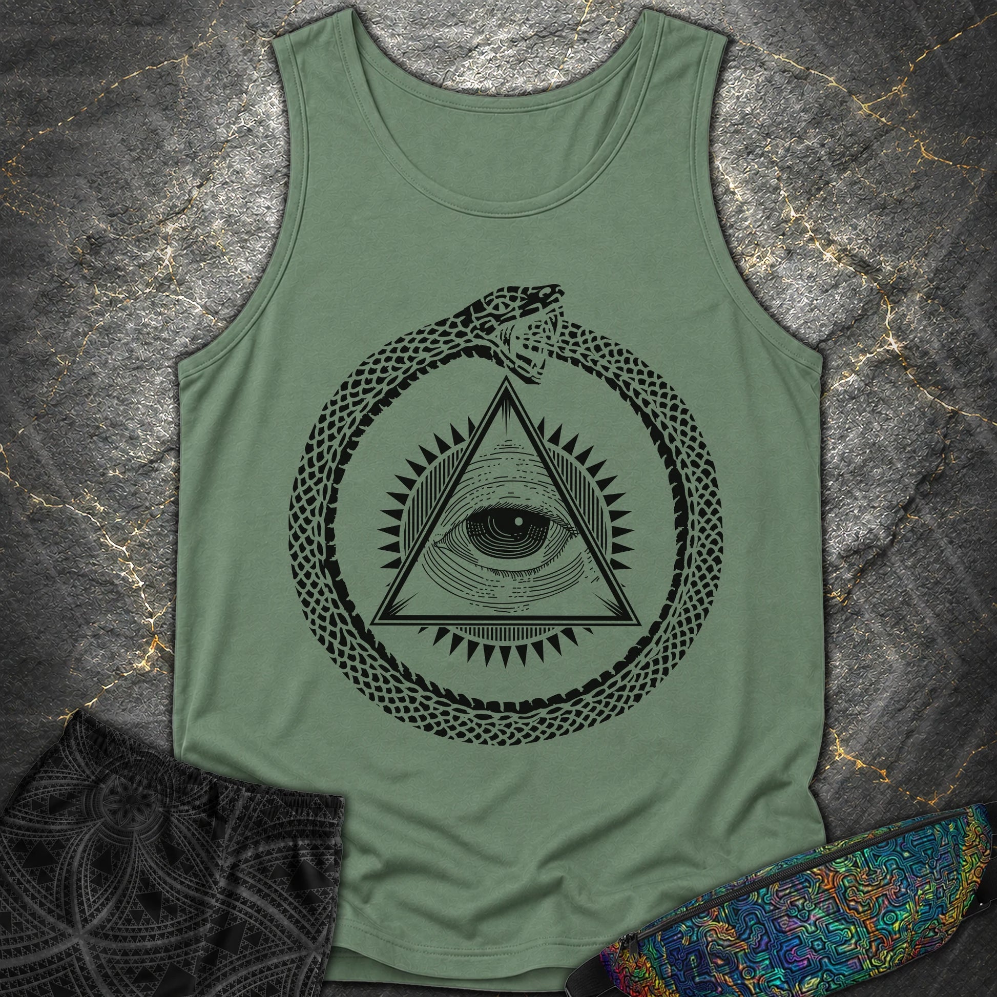 Ouroboros Eye of Providence - Ouroboros Eye of Providence Comfort Tank Top - Light Green