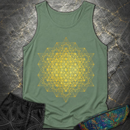 64 Tetrahedron Metatron Grid - 64 Tetrahedron Metatron Grid Comfort Tank Top - Light Green