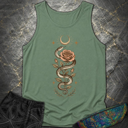 Snake Rose Moon - Snake Rose Moon Comfort Tank Top - Light Green