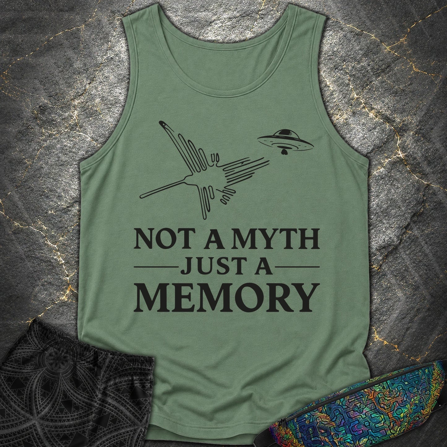 NOT MYTH JUST MEMORY Czarne - NOT MYTH JUST MEMORY Czarne Comfort Tank Top - Light Green