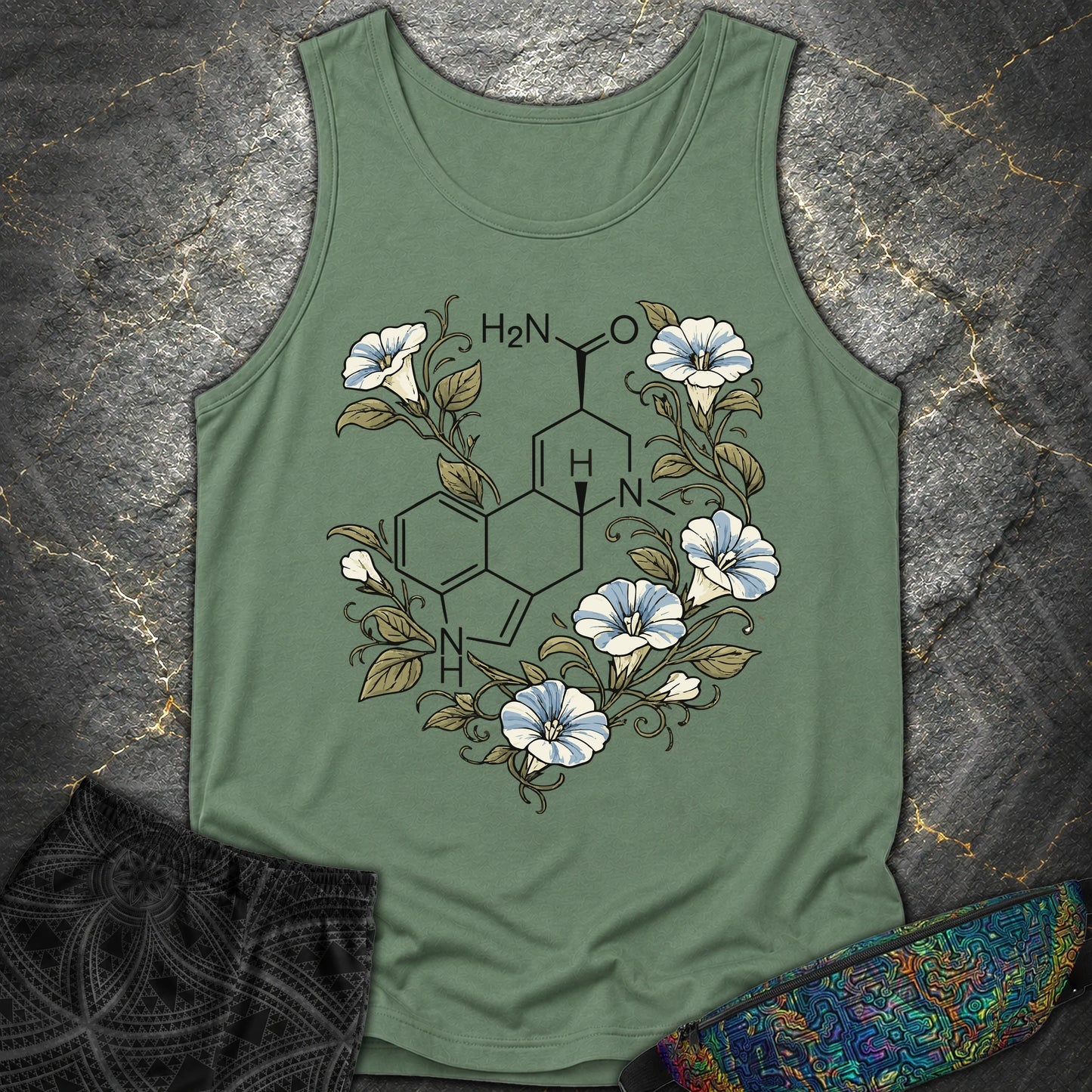 Morning Glory Molecule Color - Morning Glory Molecule Color Comfort Tank Top - Light Green