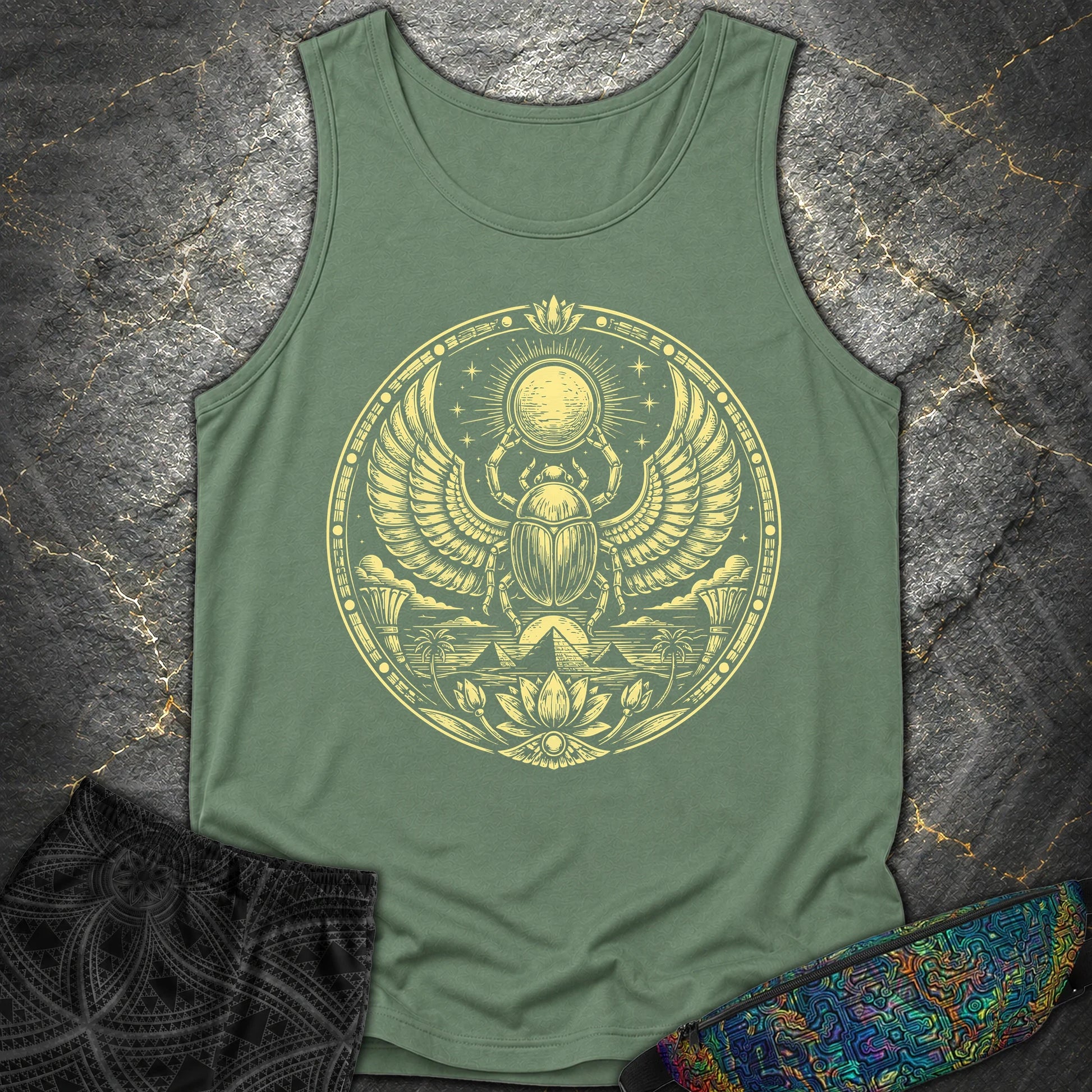 Winged Scarab of the Sun - Winged Scarab of the Sun Comfort Tank Top - Light Green