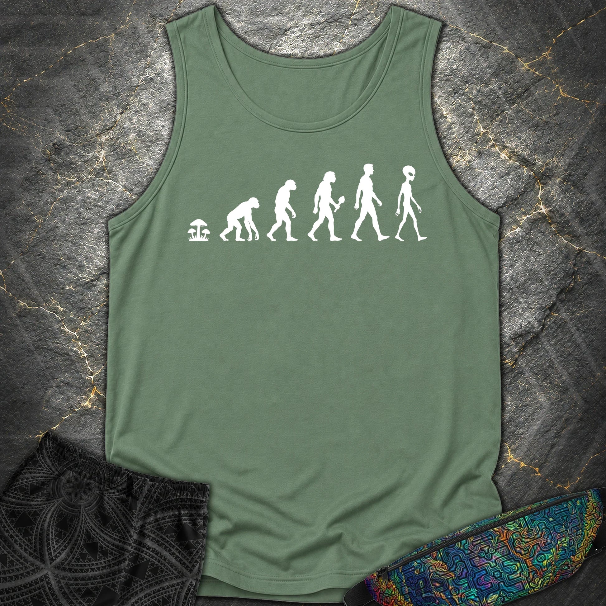 Mushroom Evolution Transformation Comfort Tank - Mushroom Evolution Transformation Comfort Tank - Light Green