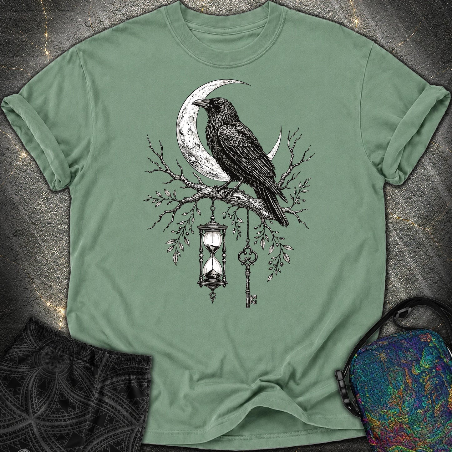 Crow Hourglass Key - Crow Hourglass Key Comfort T-Shirt - Light Green