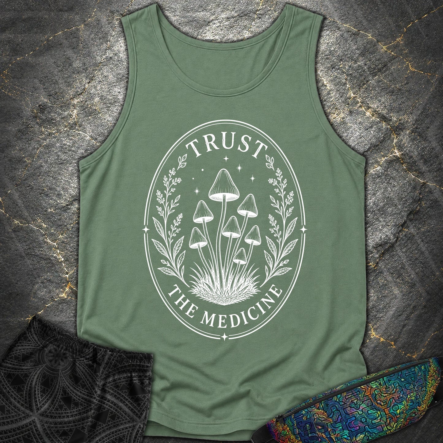 Trust The Medicine Mushroom Comfort Tank - Trust The Medicine Mushroom Comfort Tank - Light Green