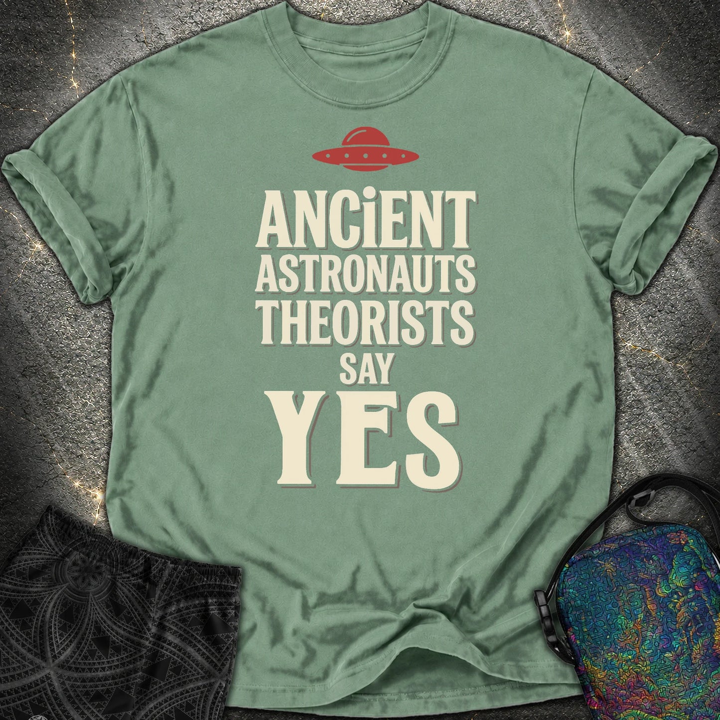 Ancient Astronaut Sey Yes 3 - Ancient Astronaut Sey Yes 3 Comfort T-Shirt - Light Green