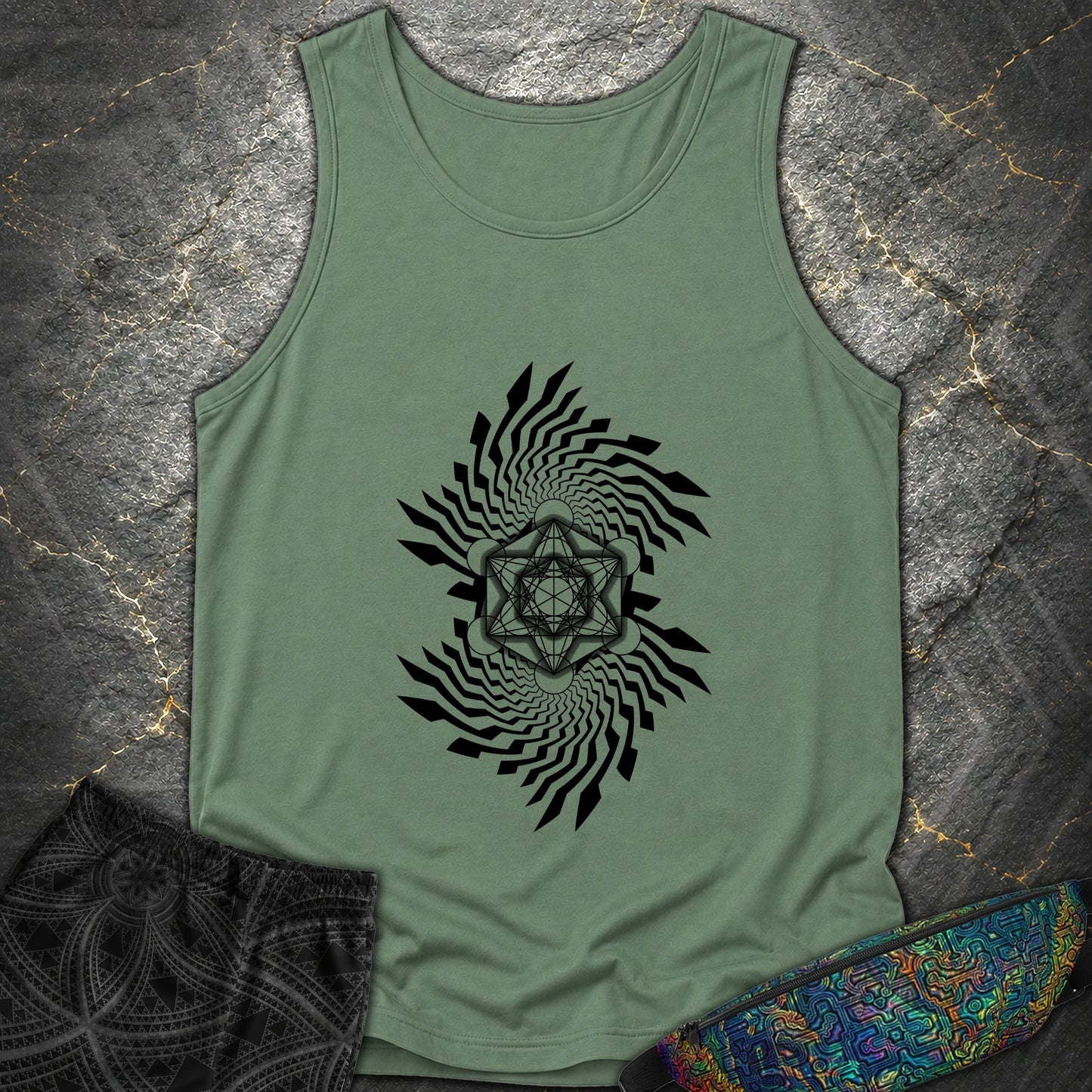 Spiral Metatron T-Shirt - Spiral Metatron Comfort Tank Top - Light Green