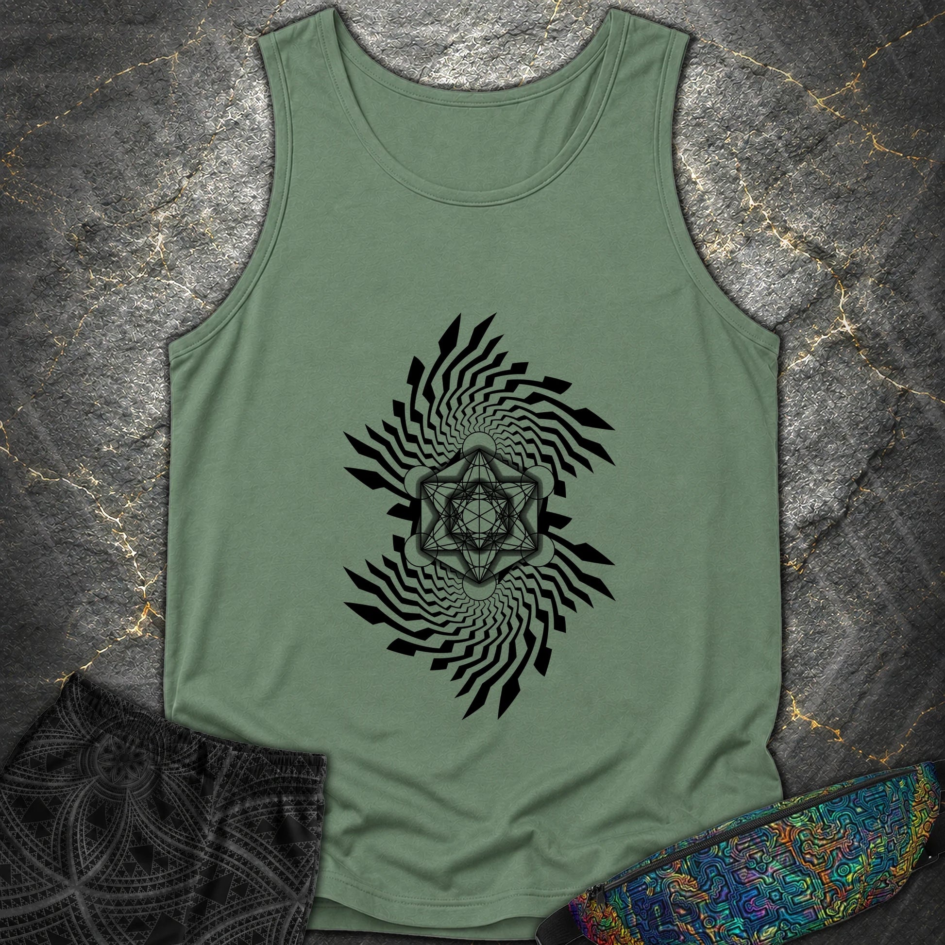 Spiral Metatron T-Shirt - Spiral Metatron Comfort Tank Top - Light Green