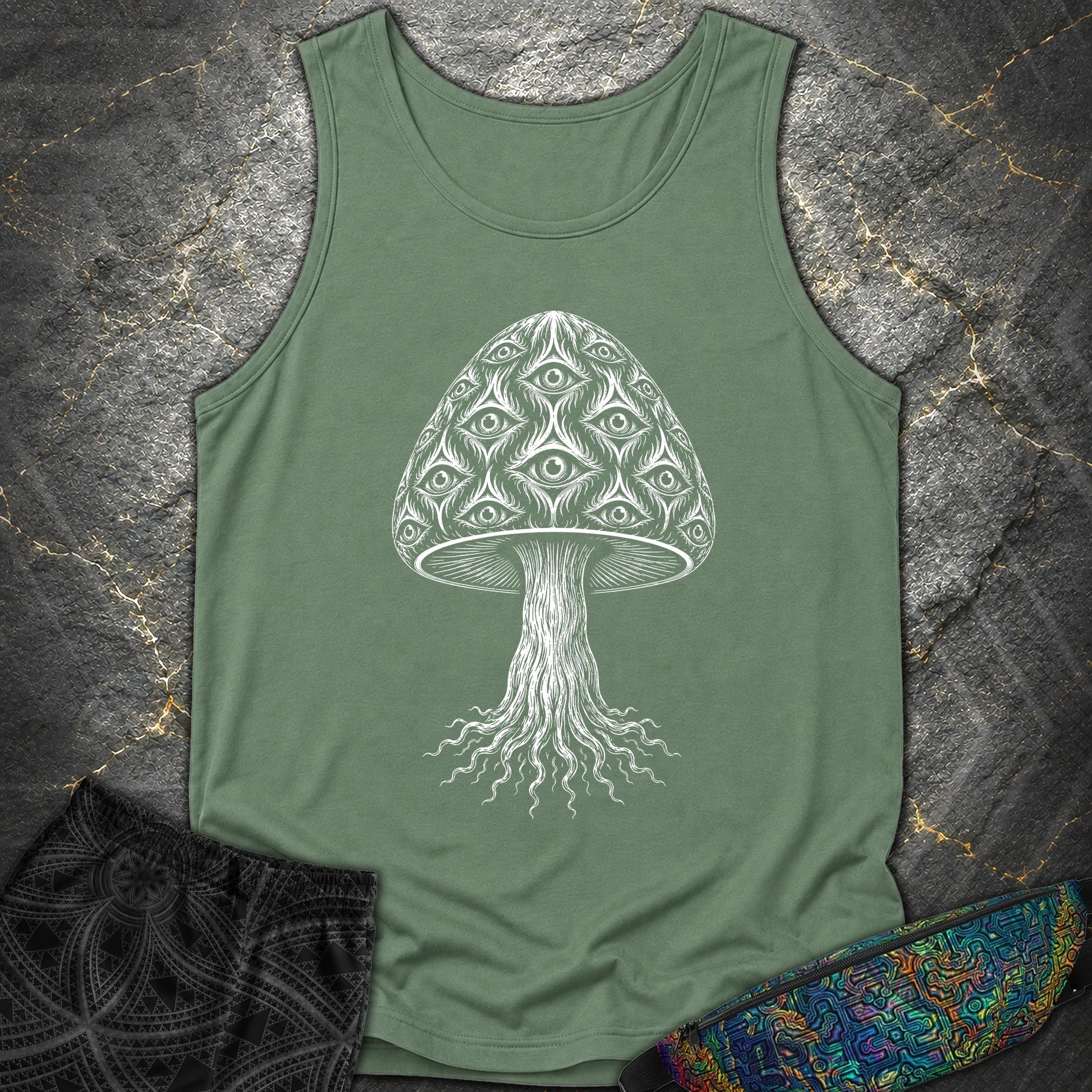 All-Seeing Mushroom - All-Seeing Mushroom Comfort Tank Top - Light Green
