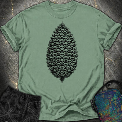 All Seeing Pinecone Black Comfort T-Shirt - All Seeing Pinecone Black Comfort T-Shirt - Light Green