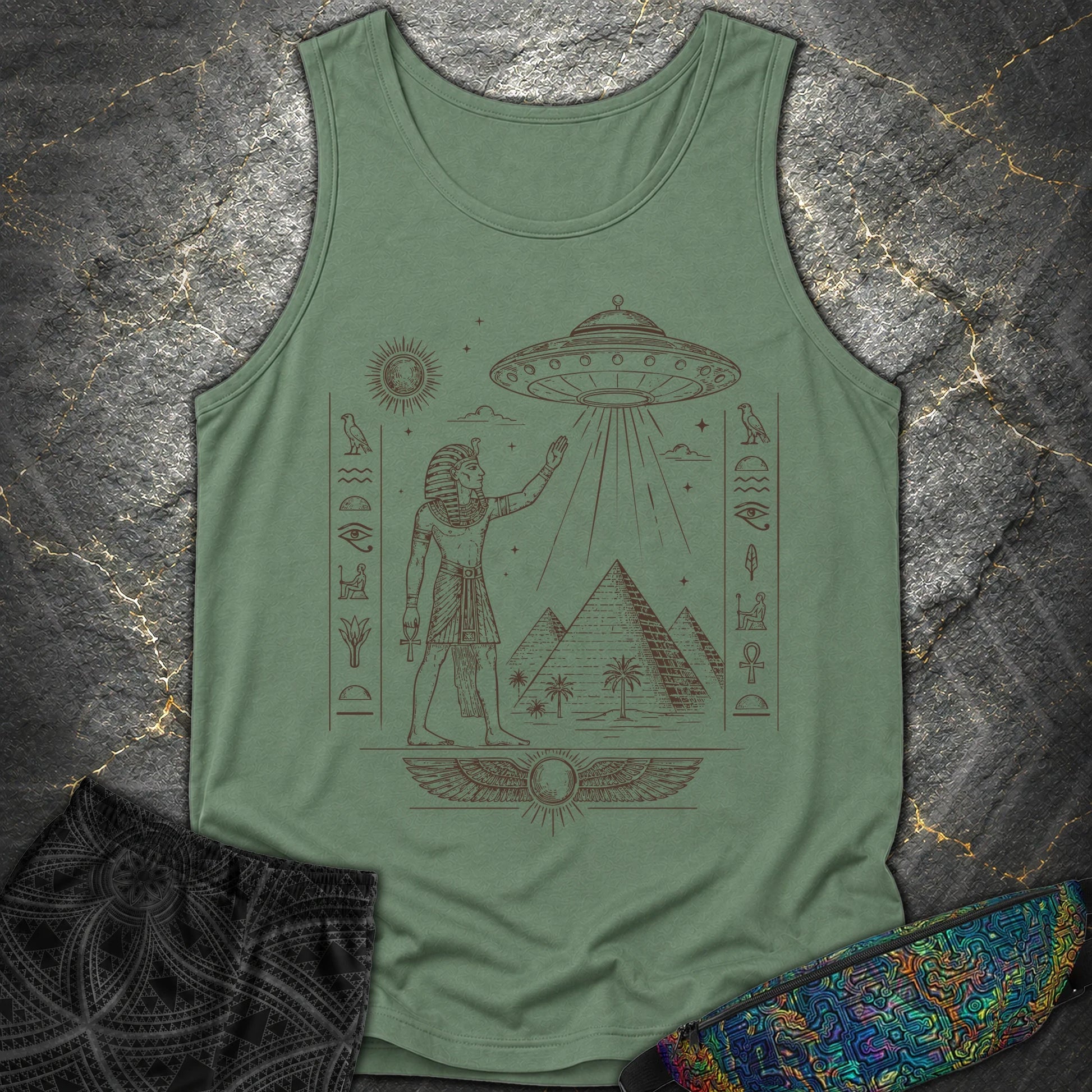 Pharaoh Beneath the Star Vessel - Pharaoh Beneath the Star Vessel Comfort Tank Top - Light Green