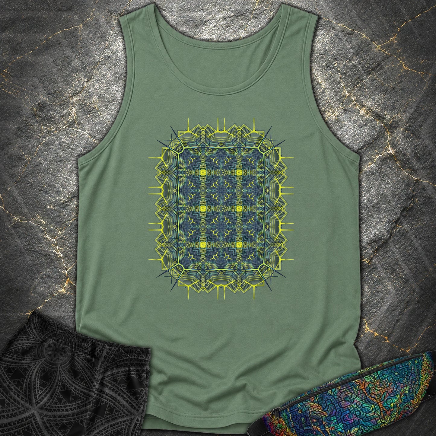 Electric Geometric Matrix - Electric Geometric Matrix Comfort Tank Top - Light Green