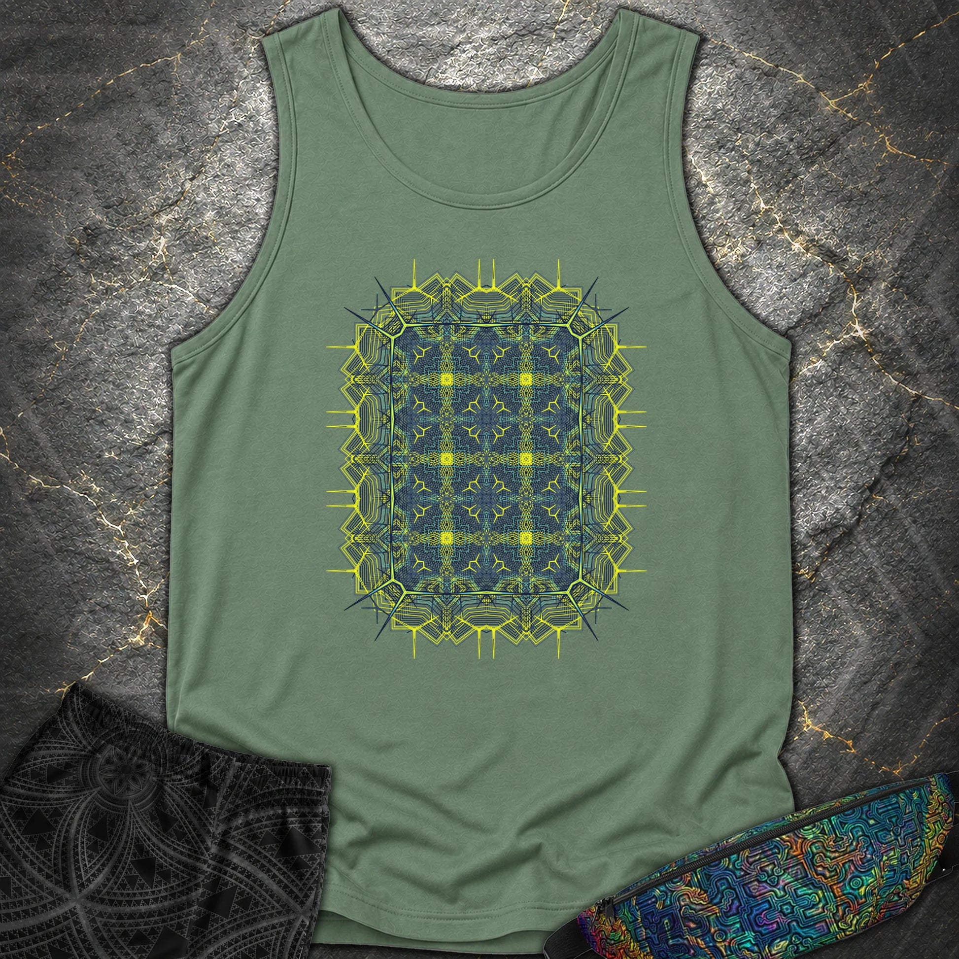 Electric Geometric Matrix - Electric Geometric Matrix Comfort Tank Top - Light Green
