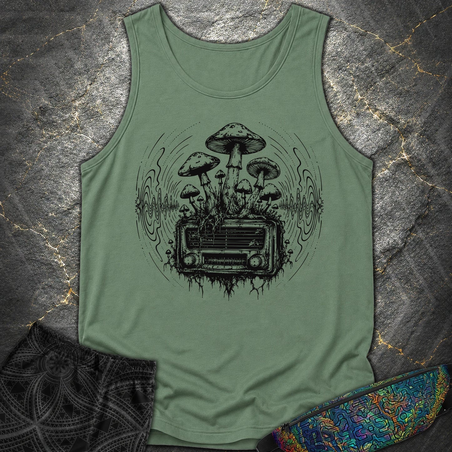 Mushroom Radio - Mushroom Radio Comfort Tank Top - Light Green