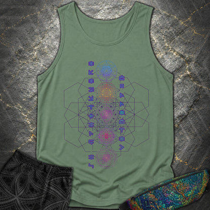 Everything Is Connected Sacred Geometry T-Shirt - Everything Is Connected Sacred Geometry Comfort Tank Top - Light Green