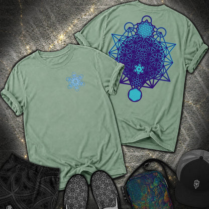 All The Sacred Geometry Comfort 2 Sided T-Shirt - All The Sacred Geometry Comfort 2 Sided T-Shirt - Light Green