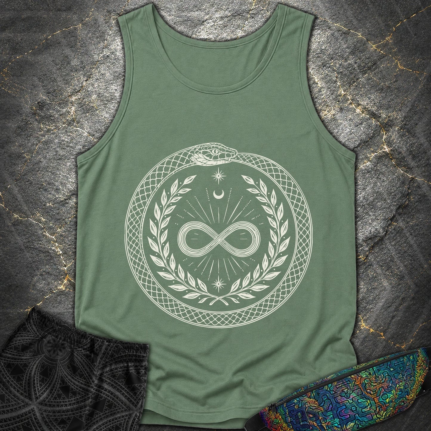 888 Ouroboros Infinity Unisex Comfort Tank Top - 888 Ouroboros Infinity Unisex Comfort Tank Top - Light Green
