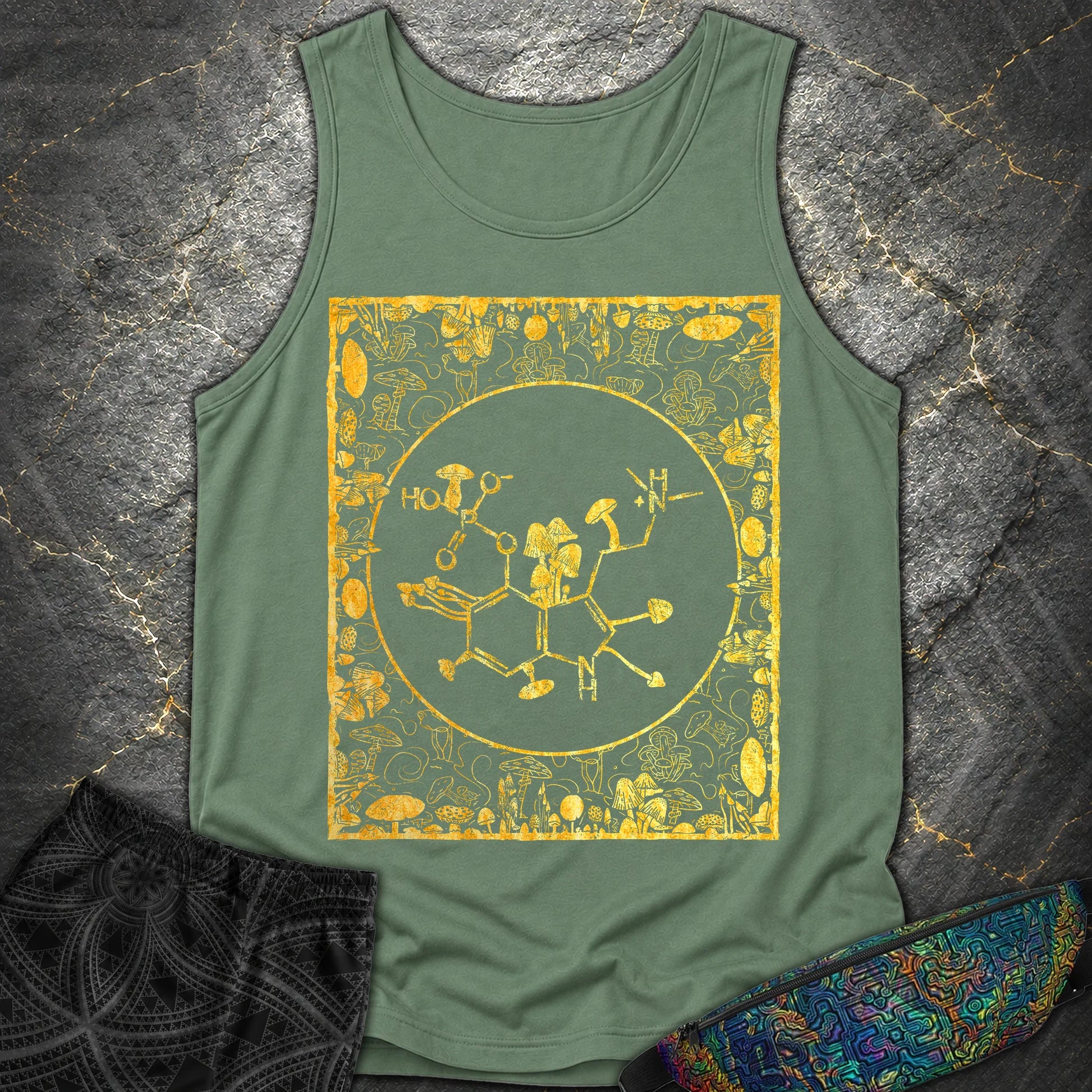 Psilocybin Molecule Mushroom Frame Comfort Tank Top - Psilocybin Molecule Mushroom Frame Comfort Tank Top - Light Green