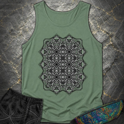 Monochrome Geometric Nexus - Monochrome Geometric Nexus Comfort Tank Top - Light Green