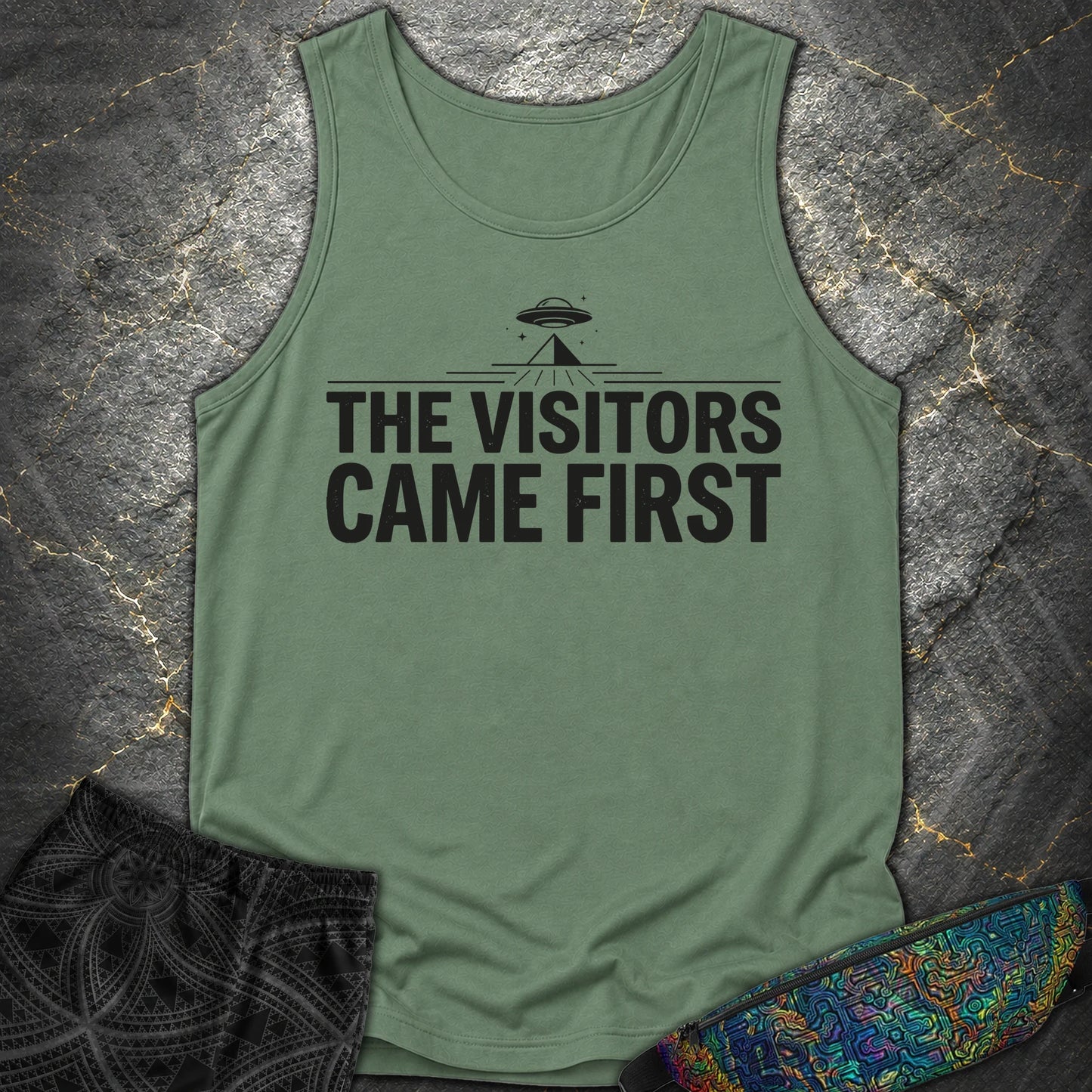 The Visittors Come First Czarne - The Visittors Come First Czarne Comfort Tank Top - Light Green