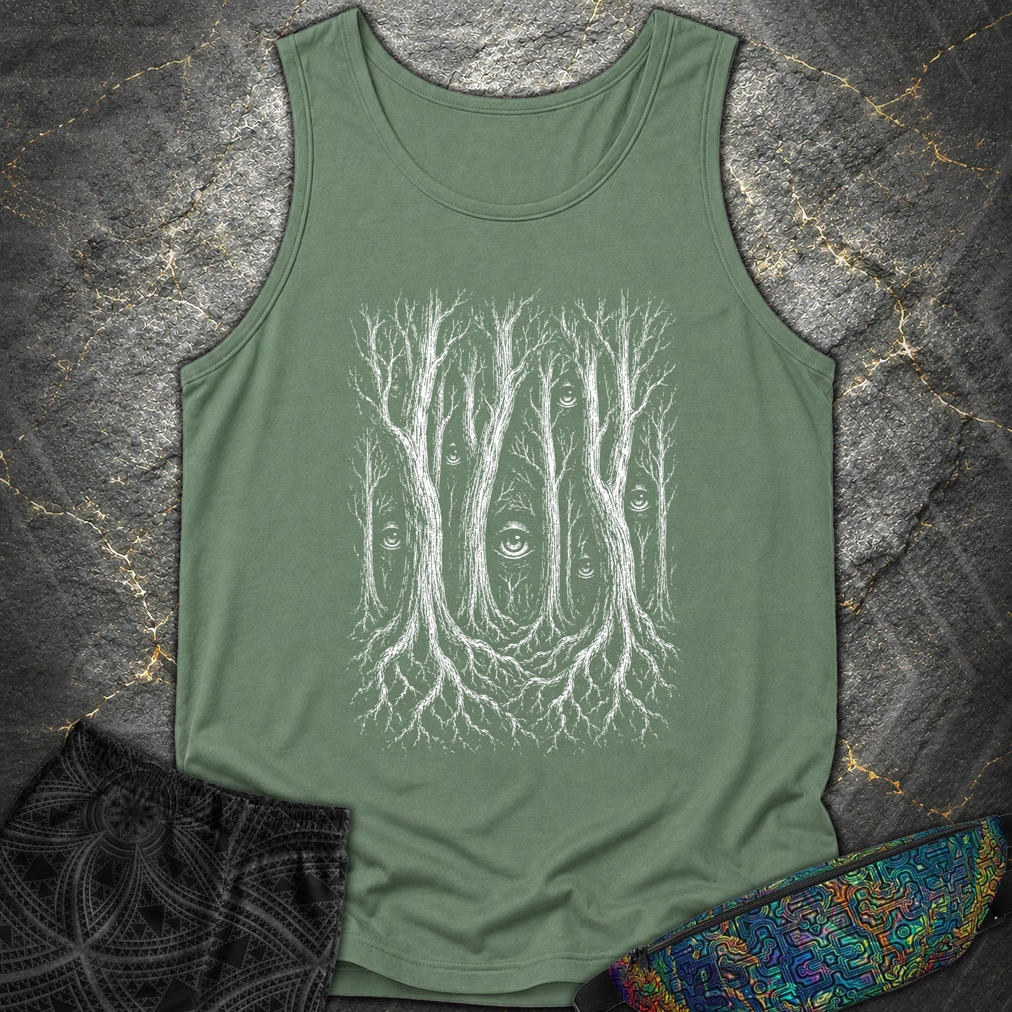 Forest Consciousness Watching - Forest Consciousness Watching Comfort Tank Top - Light Green