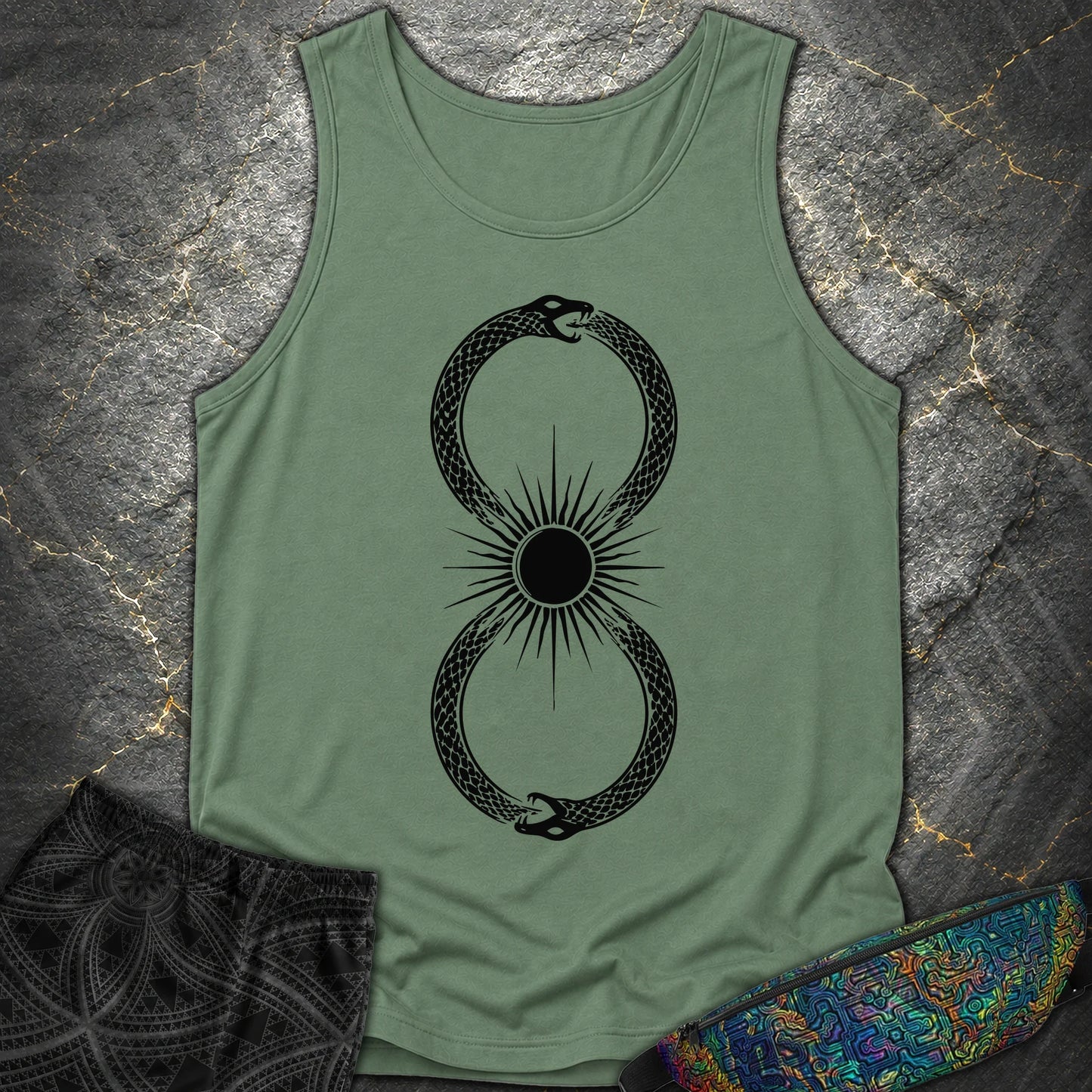 Ouroboros Sun - Ouroboros Sun Comfort Tank Top - Light Green