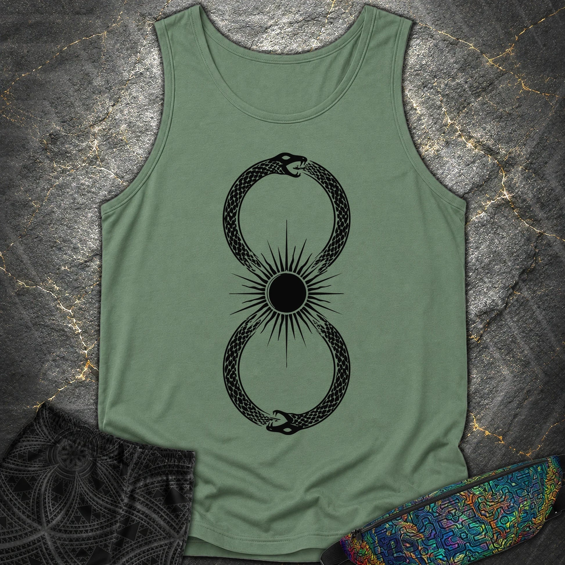 Ouroboros Sun - Ouroboros Sun Comfort Tank Top - Light Green