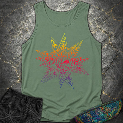 Colorful Stellated Dodecahedron - Colorful Stellated Dodecahedron Comfort Tank Top - Light Green
