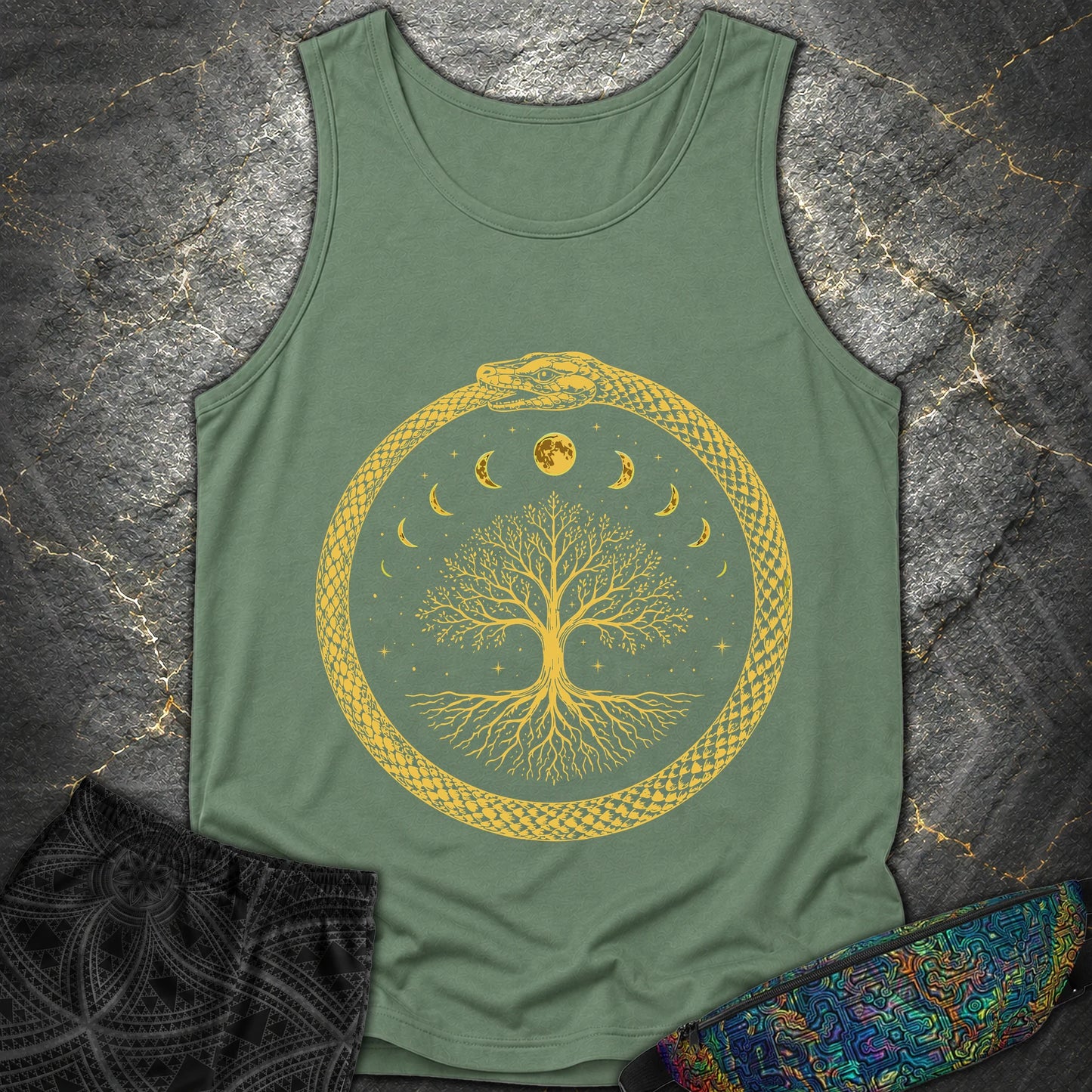 Ouroboros Moon Tree Unisex Comfort Tank Top - Ouroboros Moon Tree Unisex Comfort Tank Top - Light Green