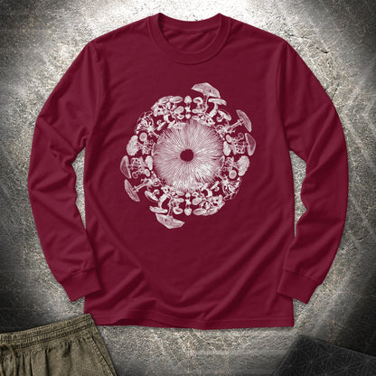 Mushroom Iris - Mushroom Iris Long Sleeve Shirt - Maroon