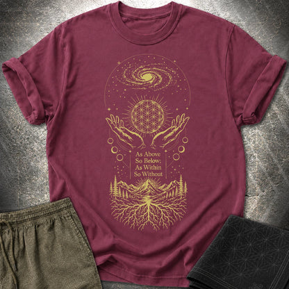 As Above So Below Flower Of Life - As Above So Below Flower Of Life T-Shirt - Maroon