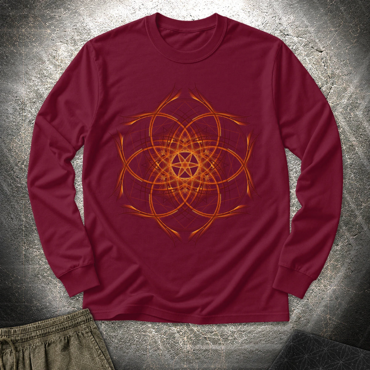 Geometric Sunset Long Sleeve Shirt - Geometric Sunset Long Sleeve Shirt - Maroon