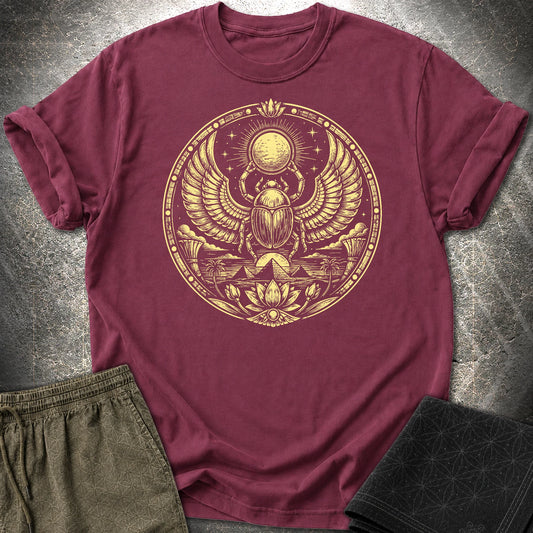 Winged Scarab of the Sun - Winged Scarab of the Sun T-Shirt - Maroon