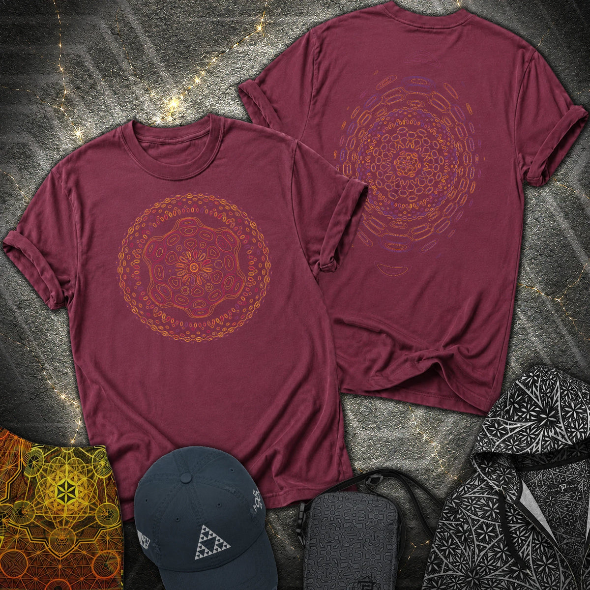 Cymandala Front 2 Sided T-Shirt - Cymandala Front 2 Sided T-Shirt - Maroon
