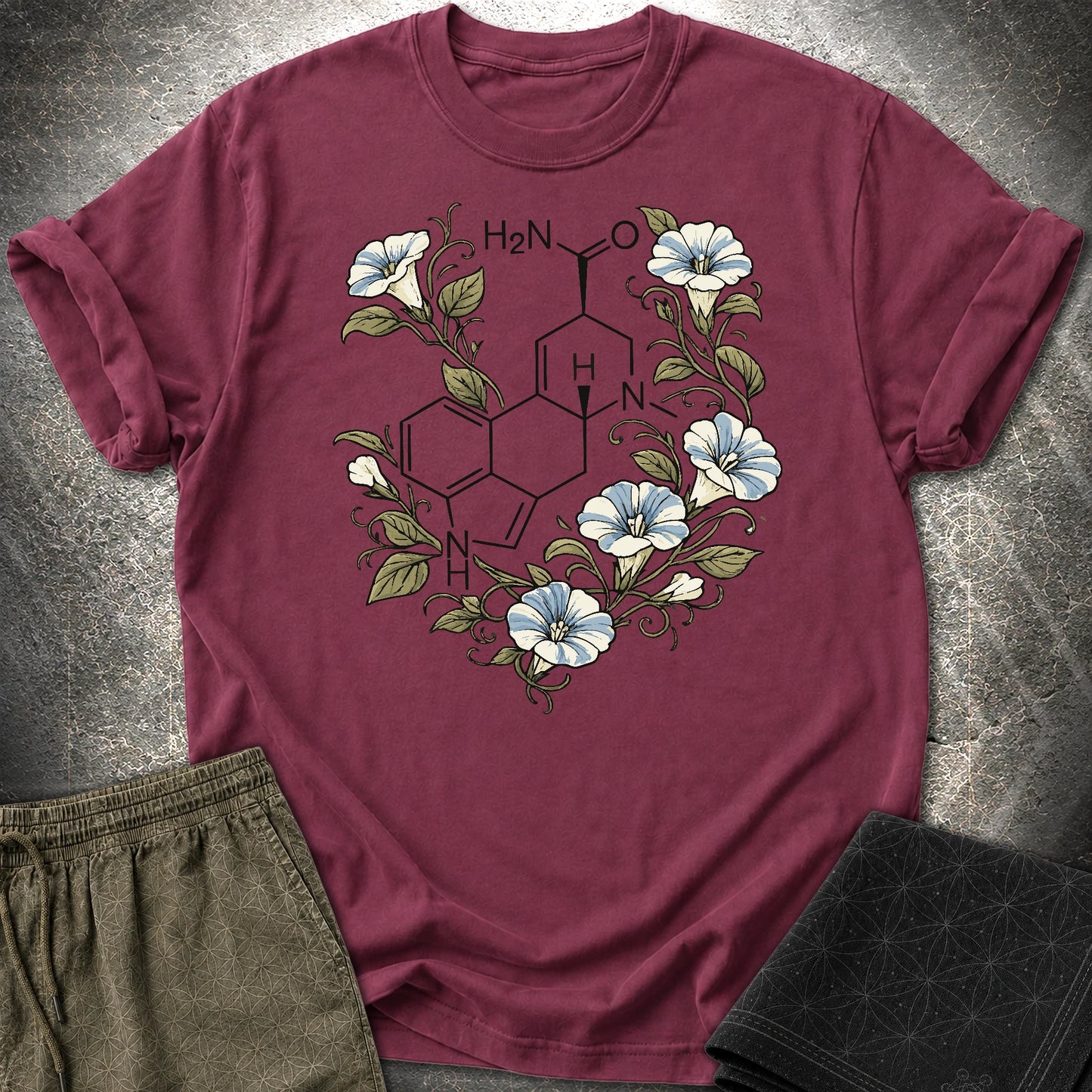 Morning Glory Molecule Color - Morning Glory Molecule Color T-Shirt - Maroon