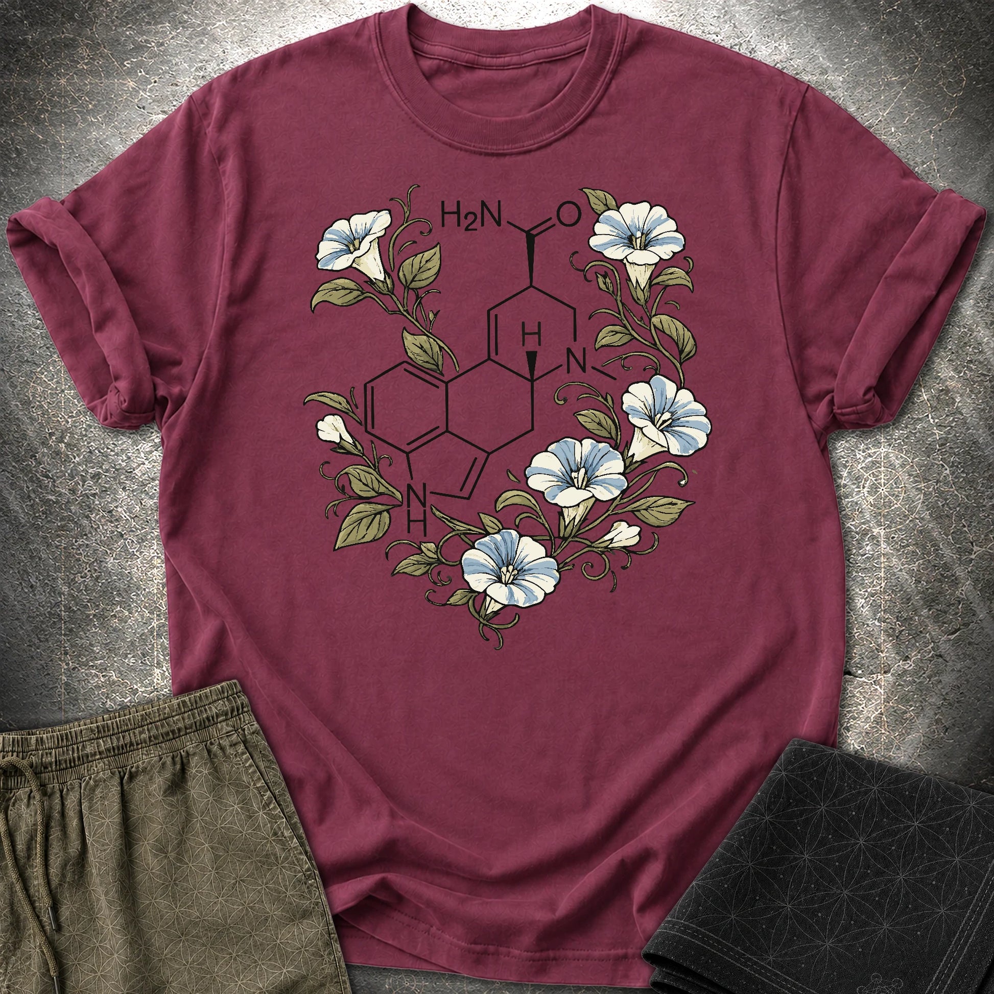 Morning Glory Molecule Color - Morning Glory Molecule Color T-Shirt - Maroon