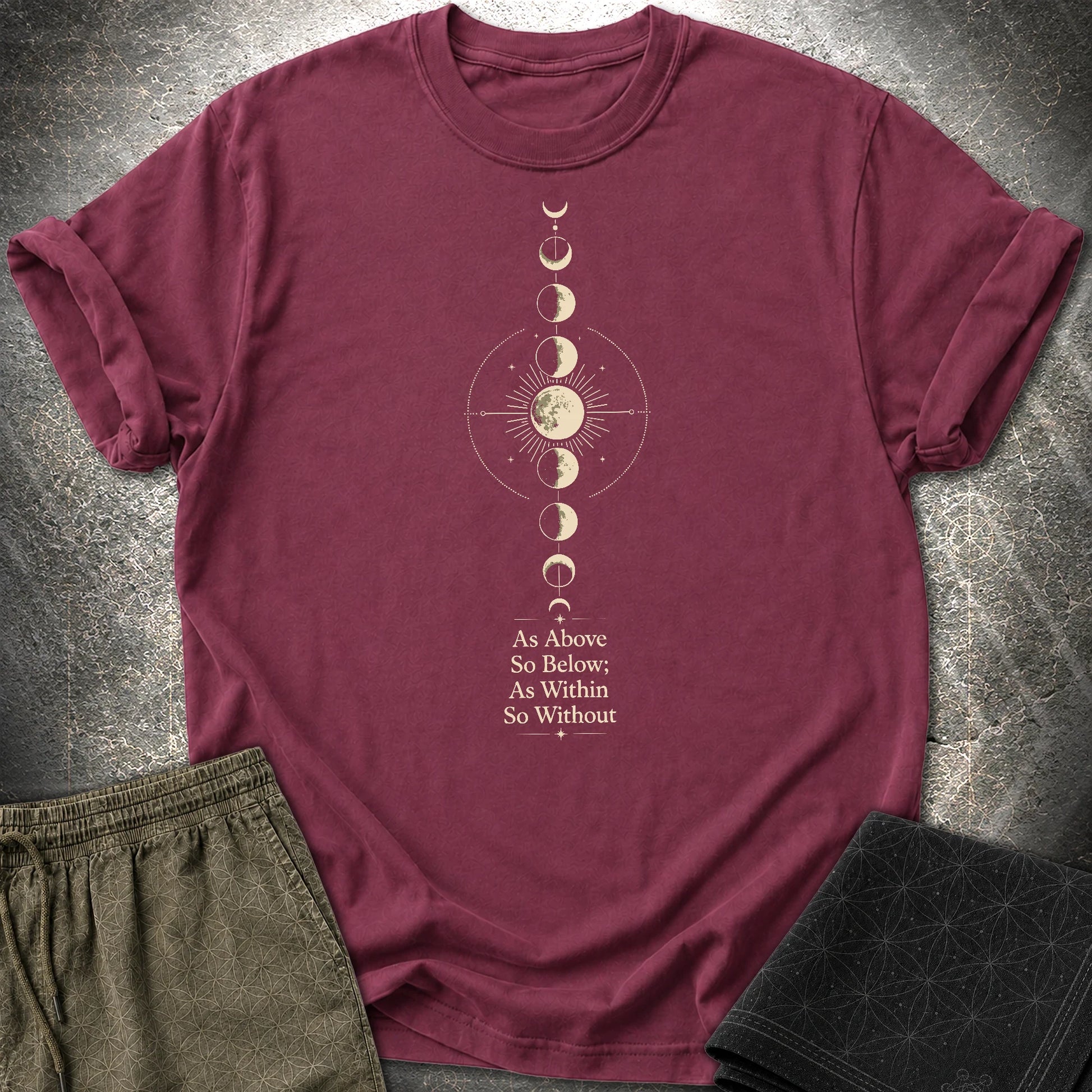 As Above So Below Moon - As Above So Below Moon T-Shirt - Maroon